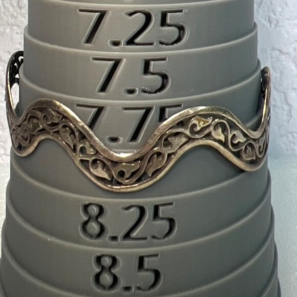 Vtg Sterling Silver 925 Wavy Openwork Bangle Bracelet 7.75" 12.6g Vine design - Picture 4 of 6